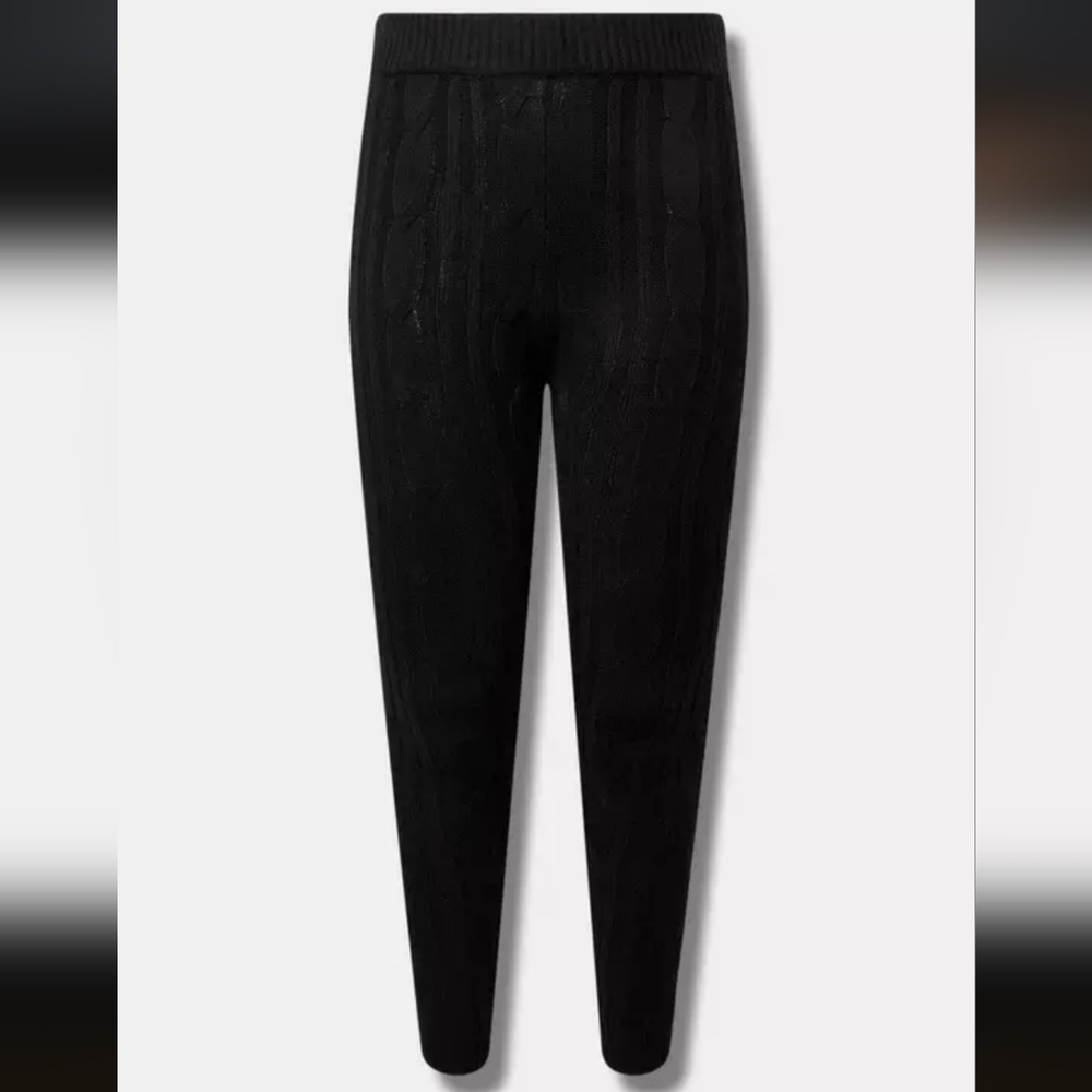 Torrid Plus Size Black Cable Knit Pants Leggings - 1